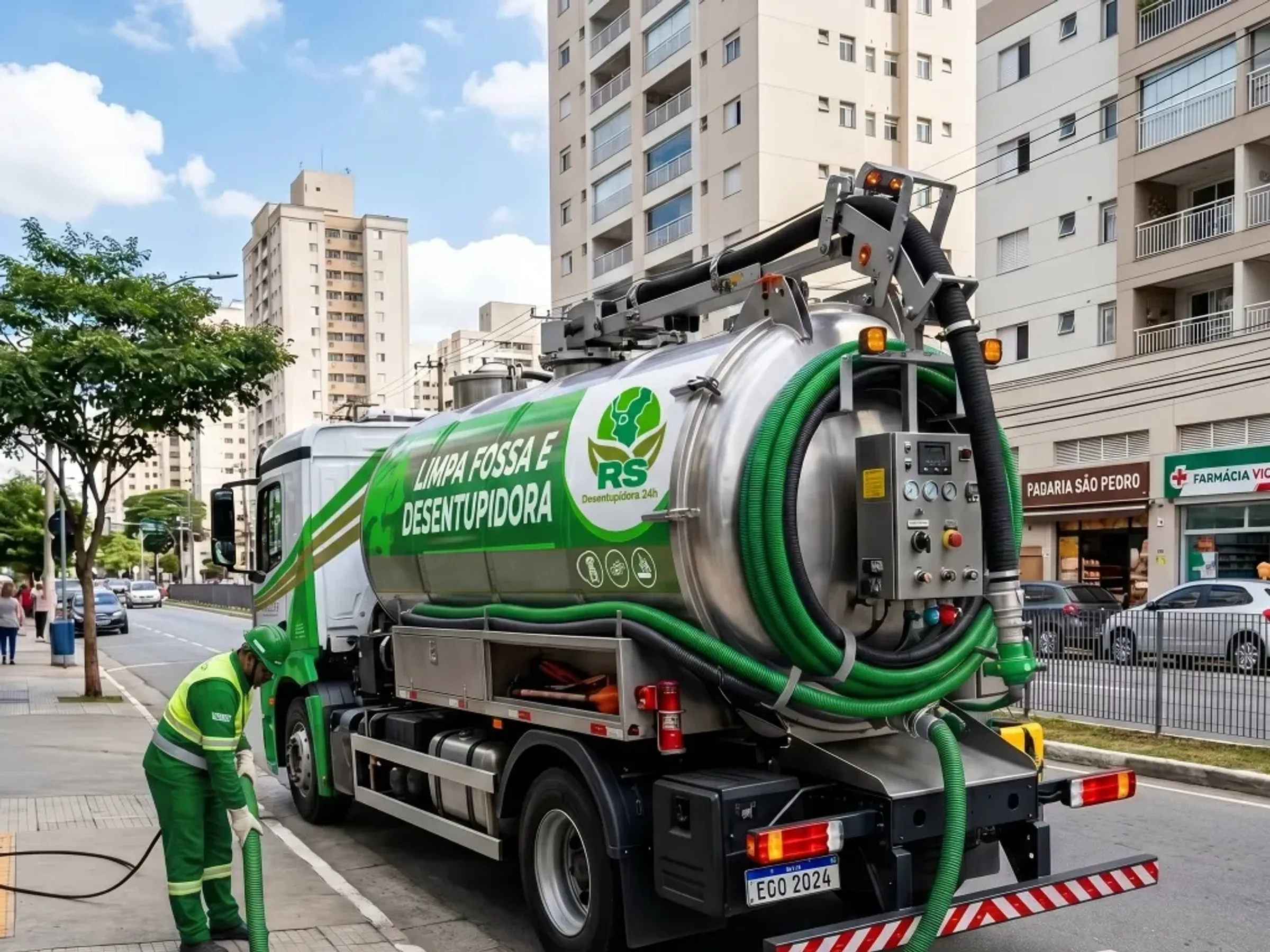 Técnicos da RS Desentupidora 24h preparados com equipamentos modernos